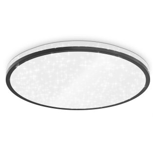 B.K.Licht LED Deckenleuchte Schwarz rund Ø33cm 18W 1800lm Neutralweiß 4000K Sterneneffekt Backlight