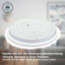 B.K.Licht LED Deckenleuchte Weiß rund Ø28cm 18W 2000lm Neutralweiß 4000K Sterneneffekt Backlight