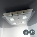 B.K.Licht LED Deckenleuchte Nickel matt quadratisch 25cm...