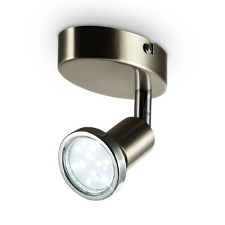 B.K.Licht LED Wand- & Deckenleuchte Spot Nickel matt 3W GU10 250lm warmweiß 3000K dreh- & schwenkbar