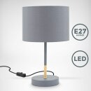 B.K.Licht Tischleuchte Grau Textilschirm Ø20cm...