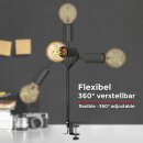 B.K.Licht Klemmleuchte Schwarz max. 10W E27 ohne Leuchtmittel Flexarm Schalter