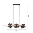 LeuchtenDirekt Pendelleuchte Cup Holz/Schwarz matt max. 3 x 60W E27 schwenkbar kürzbar