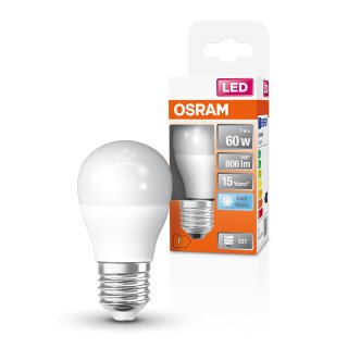 Osram LED Leuchtmittel Tropfen Classic P 7,5W = 60W E27 matt 806lm Neutralweiß 4000K 200°