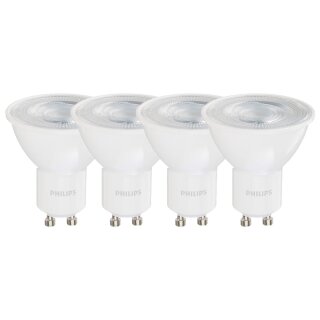 4 x Philips LED Leuchtmittel Reflektor 4,7W = 50W GU10 Weiß 345lm warmweiß 2700K 36°