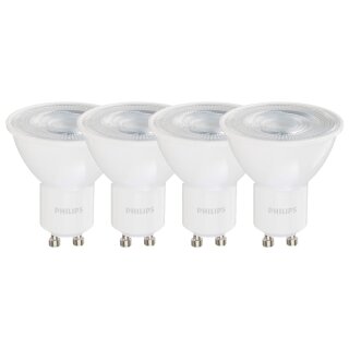 4 x Philips LED Leuchtmittel Reflektor 4,7W = 50W GU10 Weiß 380lm warmweiß 2700K 36°