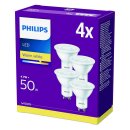 4 x Philips LED Leuchtmittel Reflektor 4,7W = 50W GU10 Weiß 380lm warmweiß 2700K 36°