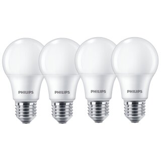 4 x Philips LED Leuchtmittel Birne A60 9W = 60W E27 matt 806lm warmweiß 2700K 180°