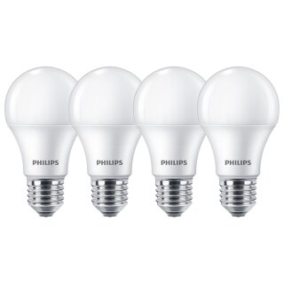 4 x Philips LED Leuchtmittel Birne A60 10W = 75W E27 matt 1055lm warmweiß 2700K 180°