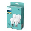 4 x Philips LED Leuchtmittel Birne A60 10W = 75W E27 matt 1055lm warmweiß 2700K 180°