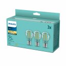 3 x Philips LED Filament Leuchtmittel Birne A60 8,5W =...