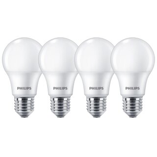 4 x Philips LED Leuchtmittel Birne A60 8W = 60W E27 matt 806lm warmweiß 2700K