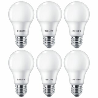 6 x Philips LED Leuchtmittel Birne A60 8W = 60W E27 matt 806lm warmweiß 2700K