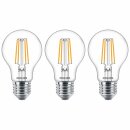 3 x Philips LED Filament Leuchtmittel Birne A60 4,3W = 40W E27 klar 470lm warmweiß 2700K