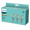 3 x Philips LED Filament Leuchtmittel Birne A60 7W = 60W E27 klar 806lm warmweiß 2700K