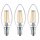 3 x Philips LED Filament Leuchtmittel Kerze 4,3W = 40W E14 klar 470lm warmweiß 2700K