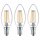 3 x Philips LED Filament Leuchtmittel Kerze 4,3W = 40W E14 klar 470lm warmweiß 2700K