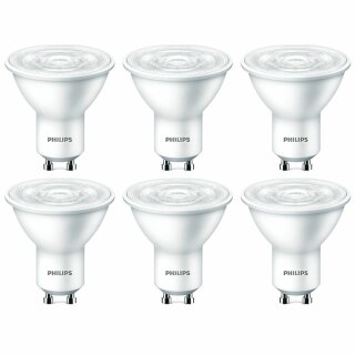 6 x Philips LED Leuchtmittel Reflektor 4,7W = 50W GU10 345lm warmweiß 2700K 36°