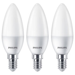 3 x Philips LED Leuchtmittel Kerzenform 4,9W = 40W E14 matt 470lm warmweiß 2700K