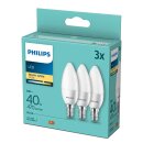 3 x Philips LED Leuchtmittel Kerzenform 4,9W = 40W E14 matt 470lm warmweiß 2700K