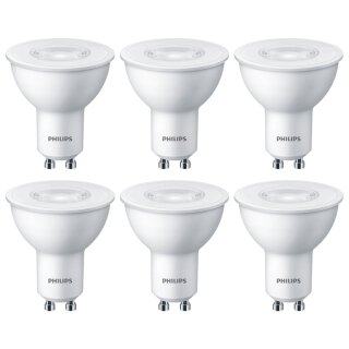 6 x Philips LED Leuchtmittel Reflektor 4,7W = 50W GU10 380lm warmweiß 2700K 36°