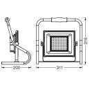 Ledvance LED Fluter Arbeitslicht R-Stand orange IP44 30W 3000lm kaltweiß 4000K schwenkbar Akku mit USB
