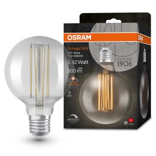 Osram LED Filament G125 Globe 11W = 42W E27 Rauchglas 500lm Extra Warmweiß 1800K DIMMBAR