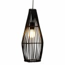 Pendelleuchte Timber Love Schwarz Rattan Ø20cm max. 20W E27 ohne Leuchtmittel kürzbar