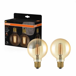 2 x Osram LED Filament G95 Globe Vintage 6,5W = 55W E27 Gold 725lm extra warmweiß 2400K DIMMBAR
