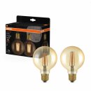 2 x Osram LED Filament G95 Globe Vintage 6,5W = 55W E27 Gold 725lm extra warmweiß 2400K DIMMBAR