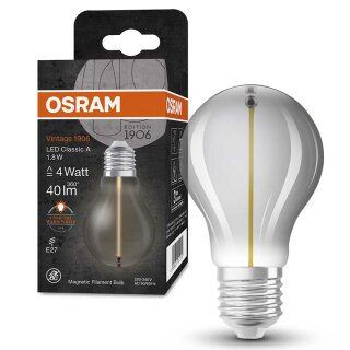 Osram LED Filament Magnetic A60 Birne 1,8W = 4W E27 Rauchglas 40lm extra warmweiß 1800K