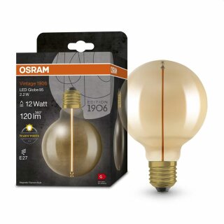 Osram LED Filament Magnetic G95 Globe Vintage 1906 2,2W = 12W E27 Gold 120lm warmweiß 2700K