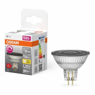 Osram LED Leuchtmittel Glas Reflektor Superstar MR16 5W = 35W GU5,3 12V 345lm warmweiß 2700K 36° DIMMBAR