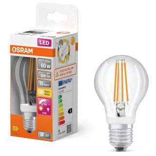Osram LED Filament A60 Birne 7,3W = 60W E27 klar 806lm warmweiß 2700K Bewegungsmelder