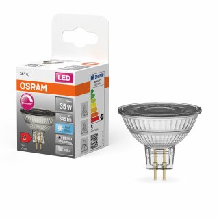 Osram LED Leuchtmittel Glas Reflektor MR16 5W = 35W GU5,3 12V 345lm Neutralweiß 4000K 36° DIMMBAR