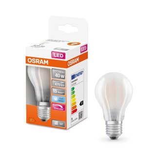 Osram LED Filament Superstar Classic Birne 4,8W = 40W E27 matt 470lm 840 neutralweiß 4000K DIMMBAR