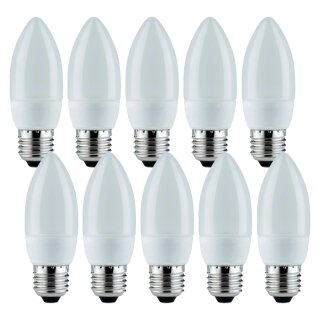 10 x Paulmann Energiesparlampe ESL Kerze 7W E27 matt 2700K Warmweiß 891.17