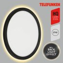 Telefunken LED Außenleuchte Wandlampe Schwarz Ø28cm 15W 2000lm neutralweiß 4000K Backlight