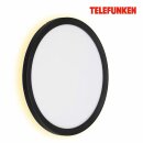 Telefunken LED Außenleuchte Wandlampe Schwarz Ø28cm 15W 2000lm neutralweiß 4000K Backlight