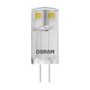 Osram LED Leuchtmittel Stiftsockel Pin 0,9W = 10W G4 klar 12V 100lm warmweiß 2700K 320°