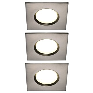 3 x Nordlux LED Einbauleuchte Clarkson Stahl gebürstet 8,5x8,5cm IP65 4,8W 345lm Neutralweiß 4000K