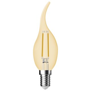 Nordlux LED Filament Leuchtmittel Windstoßkerze 4,2W E14 Gold 400lm extra warmweiß 2500K DIMMBAR