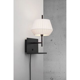 Nordlux Wandleuchte Dicte Schwarz/Weiß max. 40W E14 ohne Leuchtmittel mit Schalter + USB-Anschluss