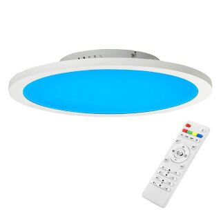 Brilliant LED Deckenaufbau Panel Abie Weiß rund Ø40cm 24W 2400lm RGBW 2700K-6500K Dimmbar mit Fernbedienung