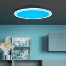 Brilliant LED Deckenaufbau Panel Abie Weiß rund Ø40cm 24W 2400lm RGBW 2700K-6500K Dimmbar mit Fernbedienung