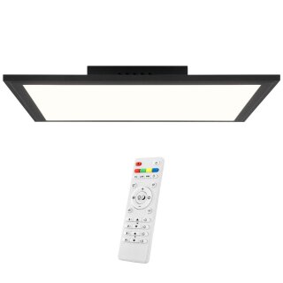 Brilliant LED Deckenaufbau Panel Abie Schwarz 40x40cm 24W 2400lm RGBW dimmbar mit Fernbedienung