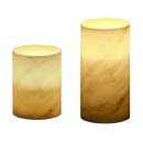 2 x LED Wachskerzen Cosy Marble Marmor warmweiß für 3 x AAA Batterie mit Schalter