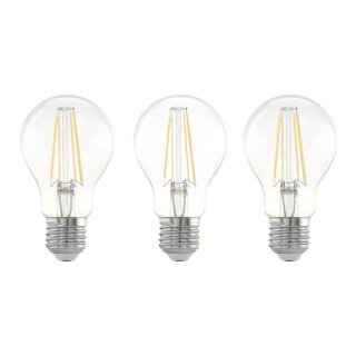 3 x Eglo LED Filament A60 Birne 7W = 60W E27 klar 806lm warmweiß 2700K