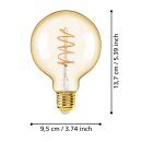 Eglo LED Spiral Filament G95 Globe 4W E27 Gold 245lm extra warmweiß 2000K DIMMBAR
