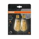 2 x Osram LED Filament ST64 Edison 4,8W = 37W E27 Gold 420lm extra warmweiß 2200K DIMMBAR